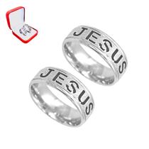 Par Alianças Prata Jesus 6mm Namoro Namorados Compromisso Uniao Casal Luxo