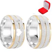 Par Alianças Prata Namoro Casamento Coração Compromisso Vazado - Jewelery