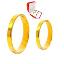 Par Alianças Reta Ouro 18k 3mm Banhada Casamento Casal Noivos Noivado Luxo