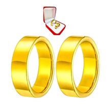 Par Alianças Reta Ouro 18k 6mm + Porta Joias Luxo Casamento Noivado Casal Compromisso