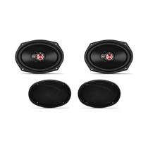 Par alto falantes 6x9 com telas - tampão traseiro Fz 69 T cor preto e vermelho