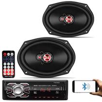 Par Alto Falantes 6x9 Polegadas + Rádio BlueTooth MP3 USB