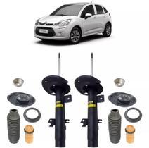 Par Amortecedor Dianteiro e Kit Completo Original Monroe Axios Citroen C3 Automático de 2013 a 2019.