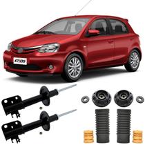 Par amortecedor dianteiro + kit batente coifa coxim etios 2012 2013 2014 2015 2016 2017 2018