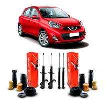 Par Amortecedor Dianteiro Traseiro Kit Coxim Batente Coifa Nissan March 2012 2013 2014 2015 2016 2017 2018 2019 2020