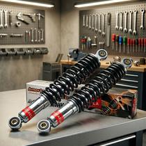 Par Amortecedores Honda Biz 100 / 125 Cromado Mola Preta Far Par Amortecedores Honda Biz 100 / 125 Cromado Mola Preta Far
