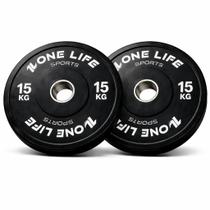 Par Anilha Olímpica Bumper 15kg One Life Sports Competição Par Anilha Olímpica Bumper 15kg One Life Sports Competição