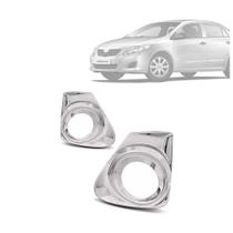 Par Aplique Aro Cromado para Moldura Auxiliar Farol de Milha Corolla 2012 2013 2014