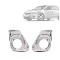 Par Aplique Aro Cromado para Moldura Auxiliar Farol de Milha Corolla 2012 2013 2014