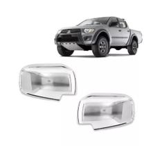 Par Aplique Capa Cromada Retrovisor L200 Triton 2008 Em Diante