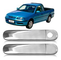 Par Aplique Cromado Maçaneta Saveiro Gol G3 1999 2000 2001 2002 2003 2004 2005 2 Portas Shekparts