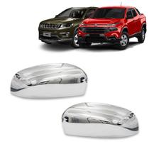 Par Aplique Cromado para Capa Retrovisor Compass Commander e Toro 2016 2017 2018 2019 2020 2021 2022 2023 2024