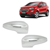 Par Aplique Cromado para Capa Retrovisor Ecosport 2013 2014 2015 2016 2017 Com Pisca