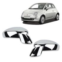 Par Aplique Cromado para Capa Retrovisor Fiat 500 2009 a 2015 Linea 2009 a 2016 Punto 2008 a 2017