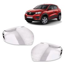 Par Aplique Cromado para Capa Retrovisor Kwid 2017 2018 2019 2020 2021 2022 2023