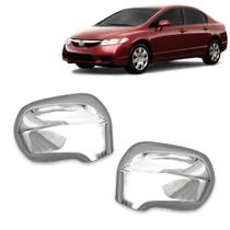 Par Aplique Cromado para Capa Retrovisor New Civic 2007 2008 2009 2010 2011