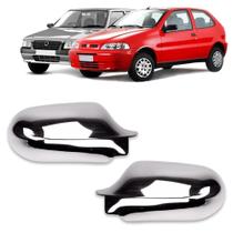Par Aplique Cromado para Capa Retrovisor Palio G2 2000 a 2006 Uno Fire Flex 2006 a 2013