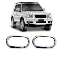 Par Aplique Cromado para Moldura Pisca de Paralama L200 Pajero TR4 2000 a 2016