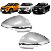 Par Apliques para capa Retrovisor Tuning Fiat Argo Cronos 2018 2019 2020 2021 2022 2023 2024 Nova Strada 20 21 22 23 24 Com Pisca