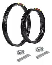 Par Aro Alumínio Preto Biz 100 125 Pop 100 110 com Raios 4mm Par Aro Alumínio Preto Biz 100 125 Pop 100 110 com Raios 4mm