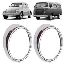 PAR ARO CROMADO FAROL DIANTEIRO FUSCA E KOMBI 1973 a 1980