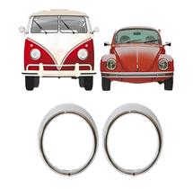 Par Aro Moldura Farol Para Fusca e Kombi Cromado com 1 Furo Par Aro Moldura Farol Para Fusca e Kombi Cromado com 1 Furo
