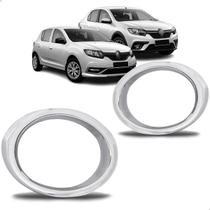 Par Aro Moldura Grade Milha Sandero Logan 20 a 22 Cromado Par Aro Moldura Grade Milha Sandero Logan 20 a 22 Cromado