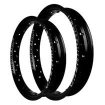 Par Aros em Alumínio Viper Predactor Aero 19x185 e 17x215 Bros Xtz Crosser 150 Xre 190 Preto Brilho