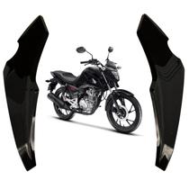 Par bananinha lateral capa farol honda cg titan fan start 160 2025 2026 preto liso