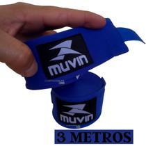Par Bandagens Atadura Elastica Muay Thai Boxe 3 M Azul Muvin