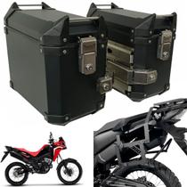 Par Baú 23L Alumínio + Suporte Chapa Lateral Sahara 300 Bráz