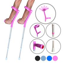 Par Bengala Muleta Articulada Altura Ajustável Colorida