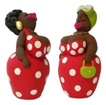Par Bonecas Africanas Vermelhas Poá Decoração De Cozinha E Sala Gesso VÁRIAS VARIEDADES