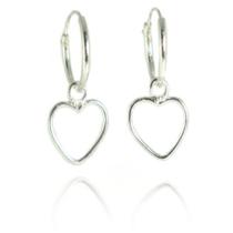 Par Brinco Argola Ping. Coração Prata Legitima 925