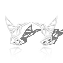 Par Brinco Beija Flor Origami Prata Original Mininalista