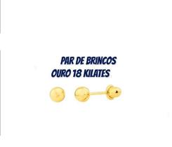 Par Brinco Bolinha 3mm Ouro 18kilates Baby infantil segundo furo