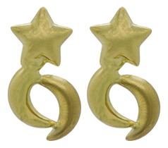 Par Brinco De Ouro 18k Formato De Estrelas E Lua J25688 Par Brinco De Ouro 18k Formato De Estrelas E Lua J25688