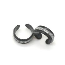 Par brinco de pressão para cartilagem folheado fake piercing argola brilhante preto prata dourado Par brinco de pressão para cartilagem folheado fake piercing argola brilhante preto prata dourado