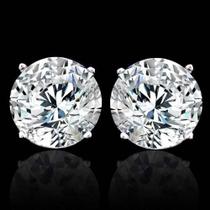 Par Brinco Masculino Redondo Em Aço Inox Com Zircônia 8mm