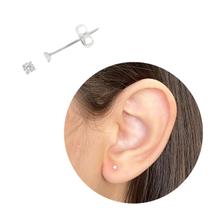 Par Brinco Pequeno Prata 925 Legítima Ponto de Luz 2mm baby