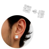 Par Brinco Prata 925 Legítima Pedra Zircônia Quadrada 10mm Par Brinco Prata 925 Legítima Pedra Zircônia Quadrada 10mm