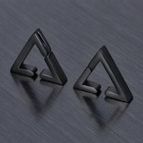 par brinco preto Triangular pressão aço não precisar furo par brinco preto Triangular pressão aço não precisar furo