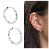 Par Brincos de argola médios 10mm aço cirúrgico antialérgico Par Brincos de argola médios 10mm aço cirúrgico antialérgico