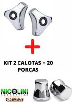 Par Calota 3 Pontas Aro 20/22 Rodoar Caminhão + 20 Capas de Porca (13493/10608/10609)