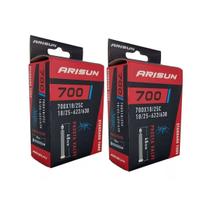 Par câmara de ar 700 x 18/25 bike Arisun bico fino 48 mm Par câmara de ar 700 x 18/25 bike Arisun bico fino 48 mm