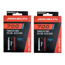 Par câmara de ar 700 x 25/38 bike Arisun bico fino 60 mm Par câmara de ar 700 x 25/38 bike Arisun bico fino 60 mm