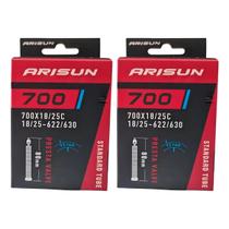Par Câmara de ar 700x18/25 bike speed Arisun bico fino 80 mm Par Câmara de ar 700x18/25 bike speed Arisun bico fino 80 mm