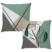 Par Capa Almofada Listra Abstrata Verde Neo Moderna Sala Quarto 45x45