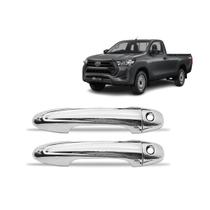 Par Capa Aplique Maçaneta Tuning Hilux 2023 Cabine Simples Cromado Espelhado 2 Portas