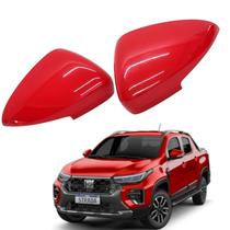 Par Capa Retrovisor Fiat Strada Freedom 2021 2022 2023 2024 2025 Vermelho Monte Carlo Com Furo Original